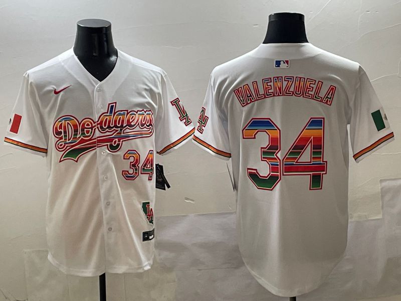 Men Los Angeles Dodgers 34 Valenzuela White Game Nike 2025 MLB Jersey style 425